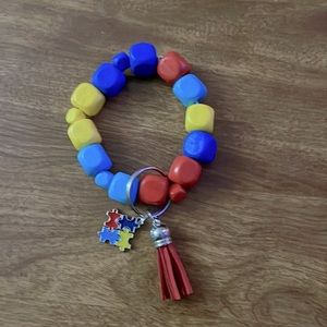 Autism Beaded Wristlet Keychain